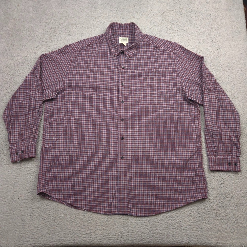 L.L.Bean Wicked Good Flannel Shirt Men XXL Traditional Fit Red Blue Plaid Cotton